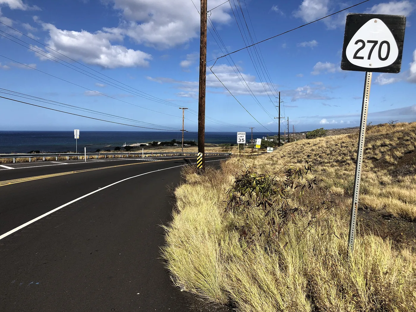Akoni Pule Highway (Route 270) heading north from Kawaihae